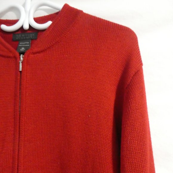 NEW YORK & COMPANY | xl extra large | Red Classic Zip-Up Cardigan | 100% Cotton - Picture 5 of 16